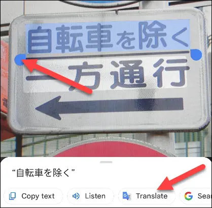 選擇文本並點擊“翻譯”。