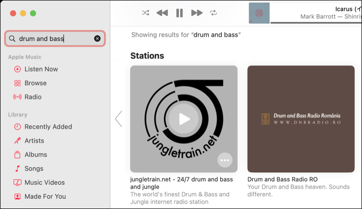 Suche nach Radiosendern in Apple Music