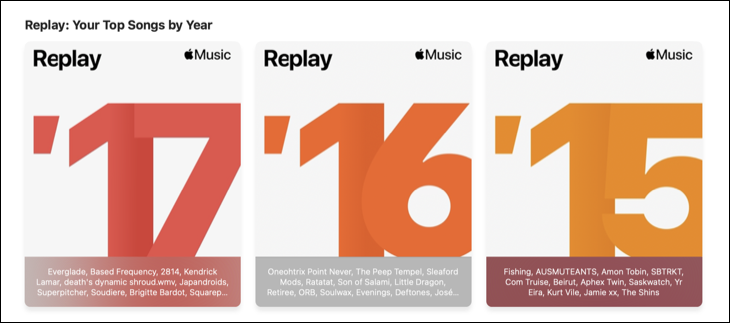 Apple Music Replay プレイリストを表示する