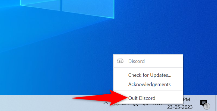 Sélectionnez "Quitter Discord".