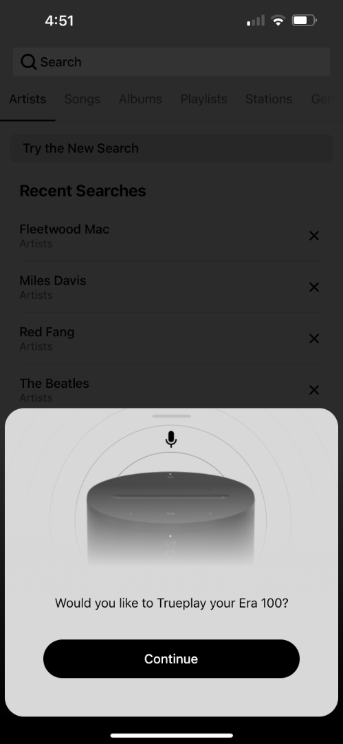 Sonos-App für die Einrichtung von Era 100 TruePlay