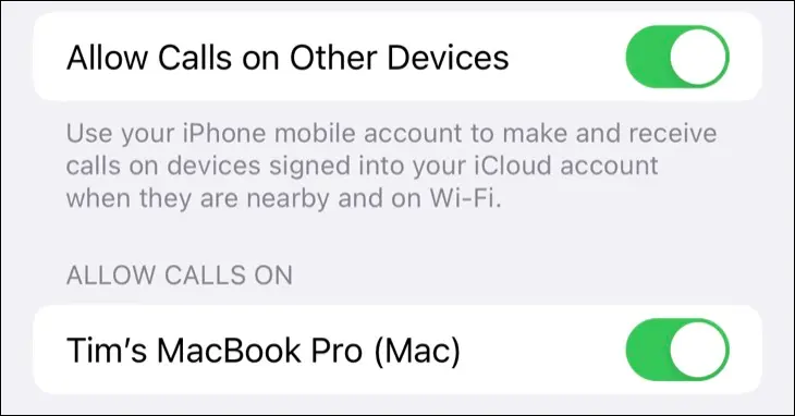 iPhone の設定で他の Apple デバイスでの通話を無効または許可する