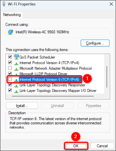 قم بإيقاف تشغيل IPv6 على Windows.