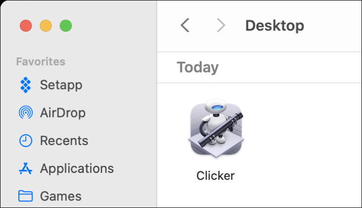 แอพ Automator clicker ในโฟลเดอร์ macOS Desktop