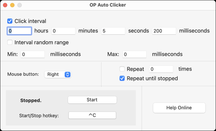 OP Auto Clicker สำหรับ macOS