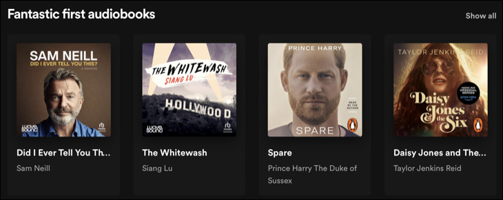 Sfogliando gli audiolibri di Spotify tramite l'app Web