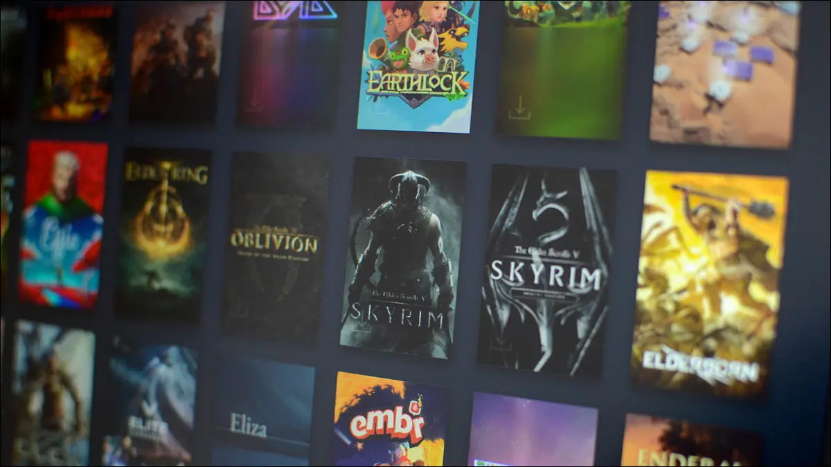 Steam Game Library con titoli assortiti