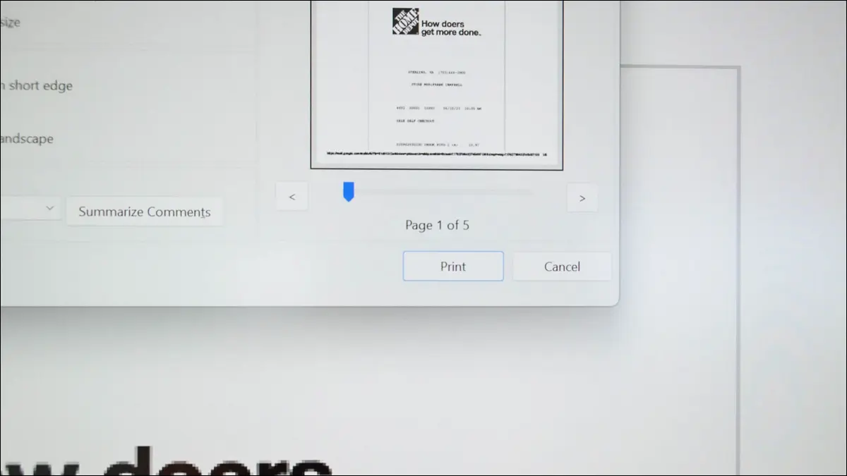Okno drukowania otwarte w pliku PDF