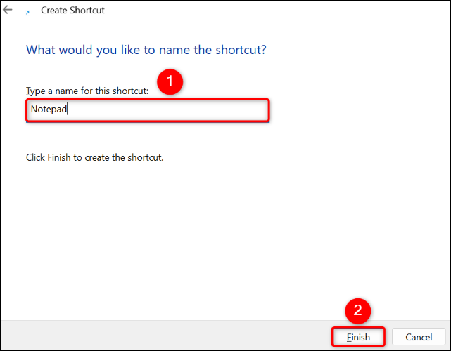 Masukkan nama pintasan dan pilih "Selesai."