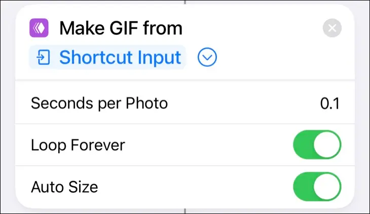 更改操作字段中的 GIF 參數