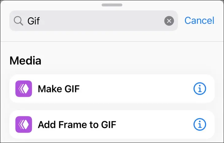 Ajoutez l'action "Créer un GIF" à votre raccourci