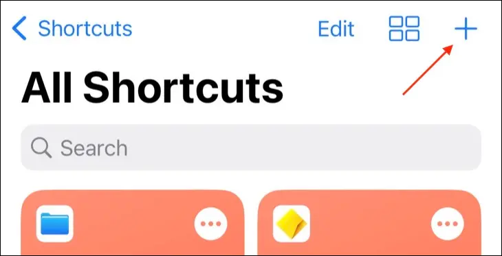 قم بإنشاء اختصار جديد في Shortcuts for iPhone