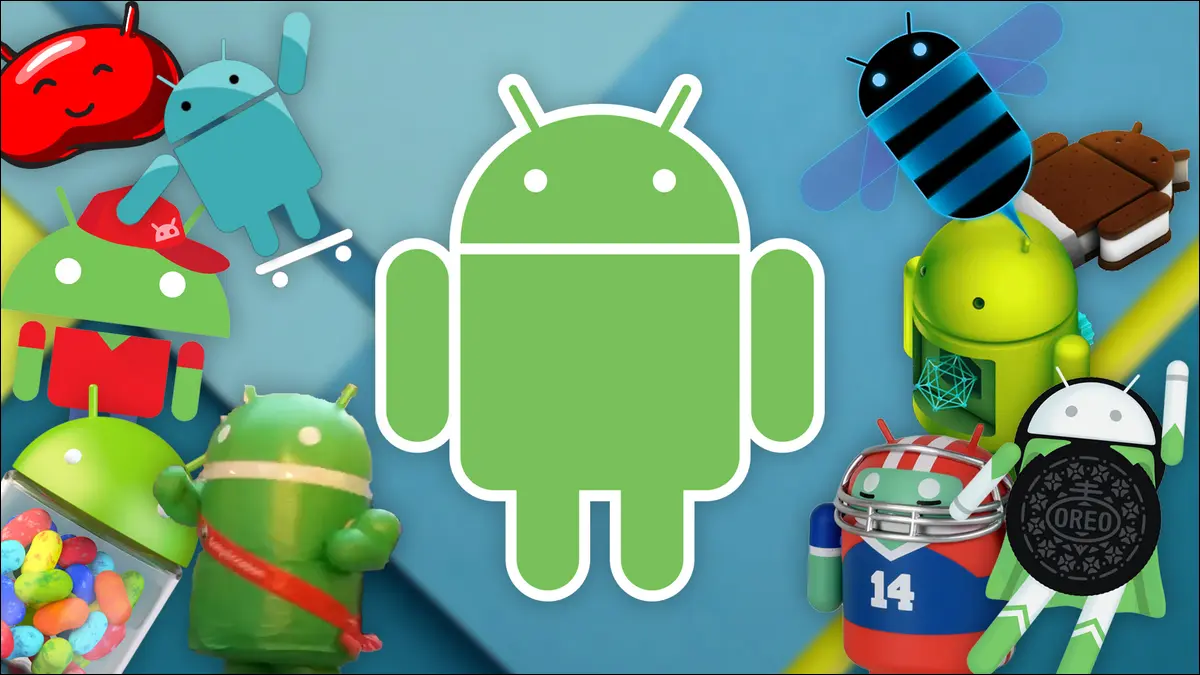 Gambar banyak robot Android yang berbeda