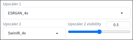 Upscaler secondaire sélectionné dans Stable Diffusino WebUI.