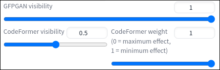 Utilizați glisoarele GFPGAN și CodeFormer pentru a adăuga corecție facială imaginilor dvs. upscalate.