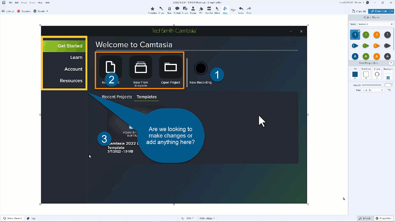 GIF der Schaltfläche „Link teilen“ in Snagit