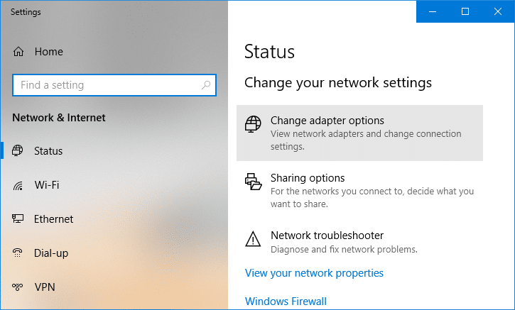Bağdaştırıcı seçeneklerini değiştir | Düzeltme Internet Explorer web sayfası hatasını görüntüleyemiyor