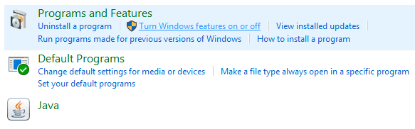 mengaktifkan atau menonaktifkan fitur windows