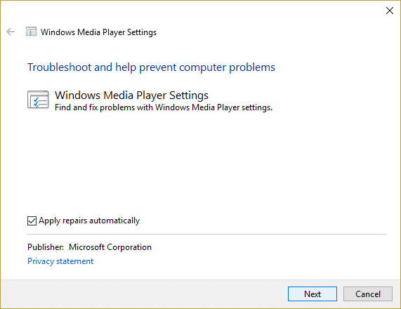 Jalankan Pemecah Masalah Windows Media Player