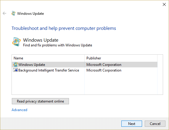 Unduh Pemecah Masalah Microsoft untuk Memperbaiki Pembaruan Windows saat ini tidak dapat memeriksa kesalahan pembaruan